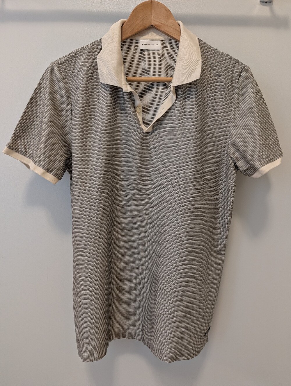 Baldessarini Men's Short Sleeve Polo Shirt in Gray with Cream Trim